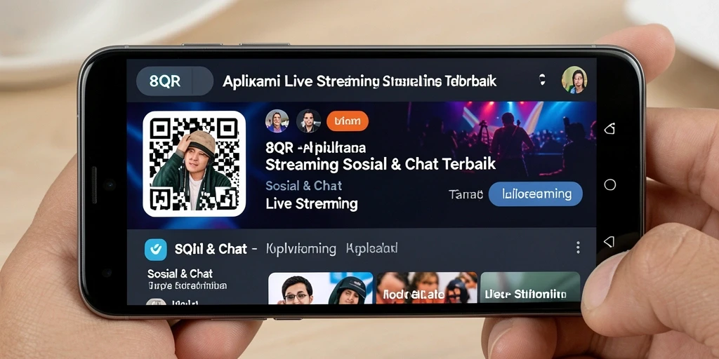 Tampilan antarmuka fungsi Live Streaming 8QR yang interaktif dan menarik.
