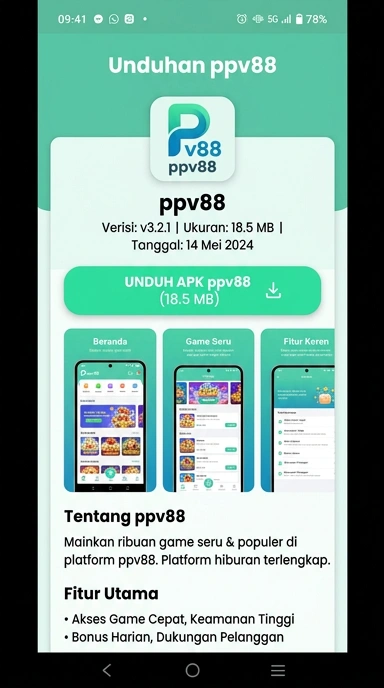 Tampilan halaman APK ppv88