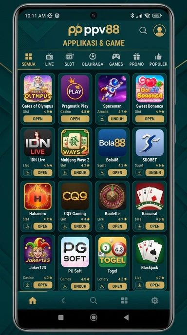 Tampilan katalog aplikasi ppv88
